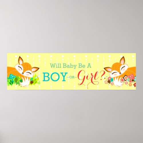Lil Foxie Cubs _ Gender Reveal Baby Shower Banner Poster