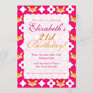 Lil Foxie - Cute Fox Pattern Custom Invitations