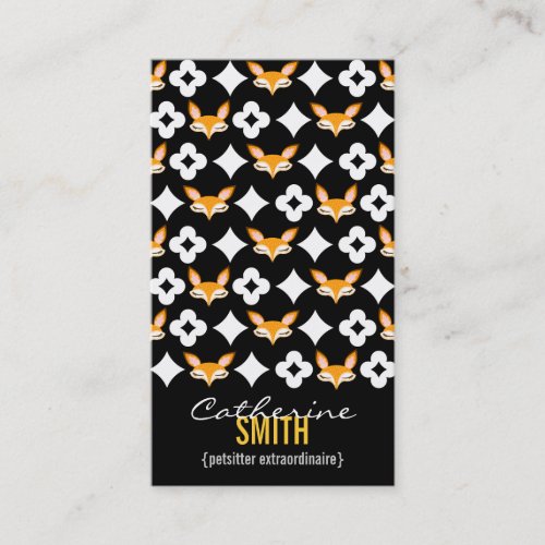 Lil Foxie - Cute Fox Pattern Vertical Bizcards Business Cards