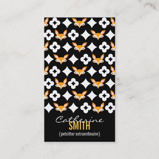 Customizable Lil Foxie - Cute Fox Pattern Vertical Bizcards Business Cards