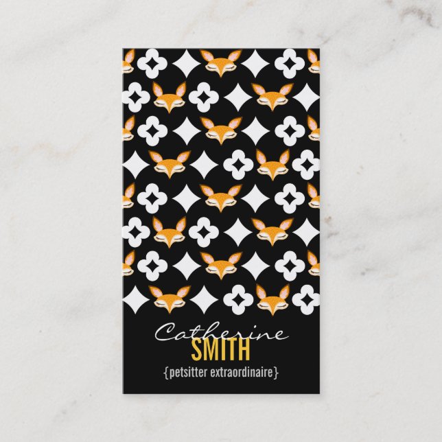 Lil Foxie - Cute Fox Pattern Vertical Bizcards Business Card (Front)