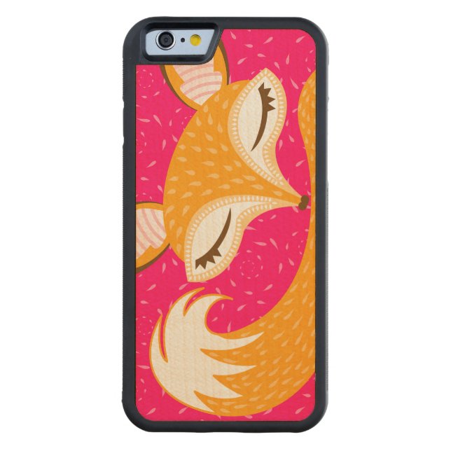 Lil Foxie - Cute Sleepy Fox Wood Phone Case (Back)