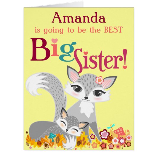 Lil Foxies Big Sister - Custom BIG Card (Front)