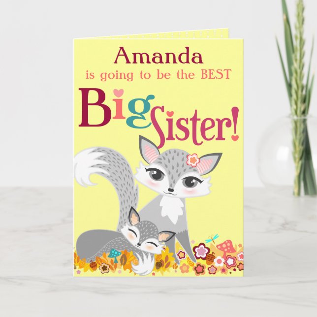 Lil Foxies Big Sister - Custom Greeting Card (Front)