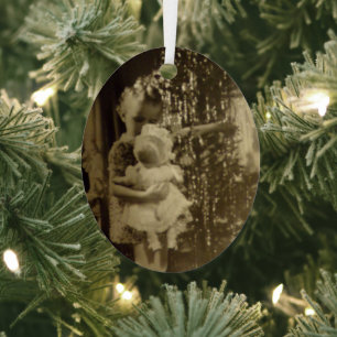Lil Girl With Doll Metal Christmas Ornament