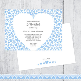 Lil Heartthrob BOY watercolor baby shower Invitation
