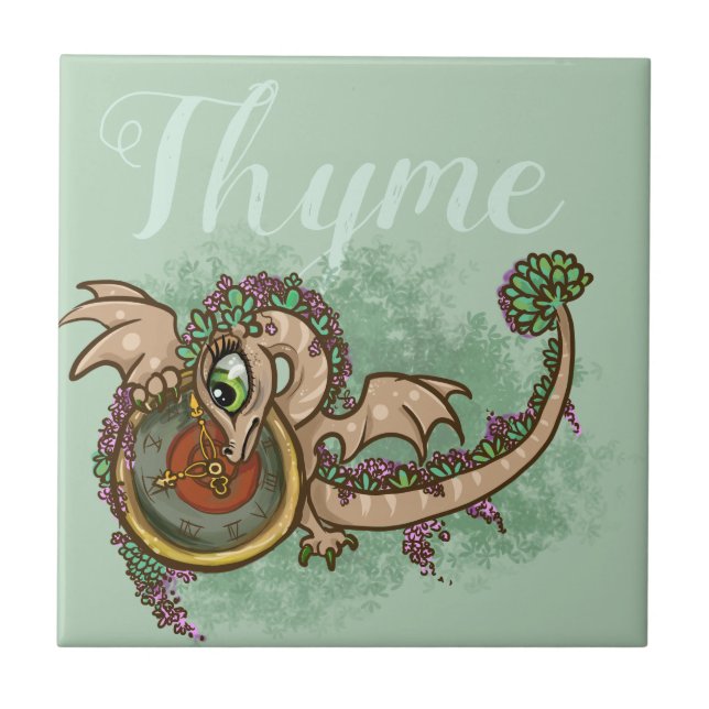 Lil Herb Dragon Thyme Ceramic Tile (Front)