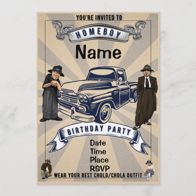 Lil Homies Chicanas Party Invitation 90s Theme (Front)