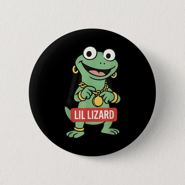 Lil Lizard Funny Lizard Trending Meme  Button (Front)