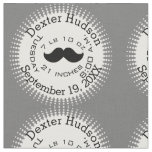 Lil&#39; Man Black Mustache Birth Record Stats Fabric