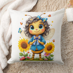 Lil miss bee throw pillow