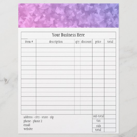 Lil Miss Claudia Order Form (Front)