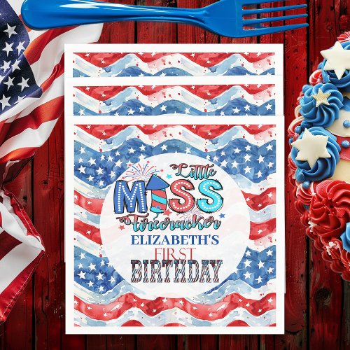 Lil Miss Firecracker 1st Birthday Napkins