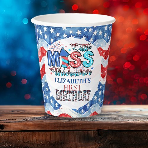 Lil Miss Firecracker 1st Birthday Paper Cups