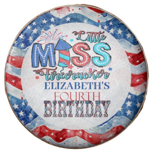 Lil Miss Firecracker 4th Birthday Chocolate Covered Oreo