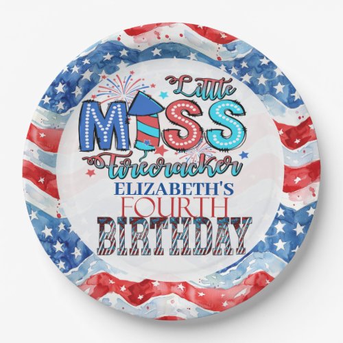 Lil Miss Firecracker 4th Birthday Paper Plates