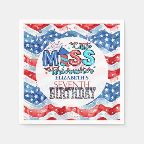 Lil Miss Firecracker 7th Birthday Napkins