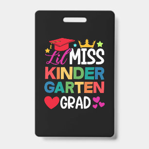 Lil Miss Kindergarten Grad Prek Graduation Badge