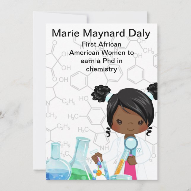 Lil Miss Scientist Birthday Invitation Card (Back)