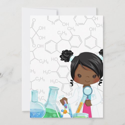 Lil Miss Scientist Birthday Invitation Card