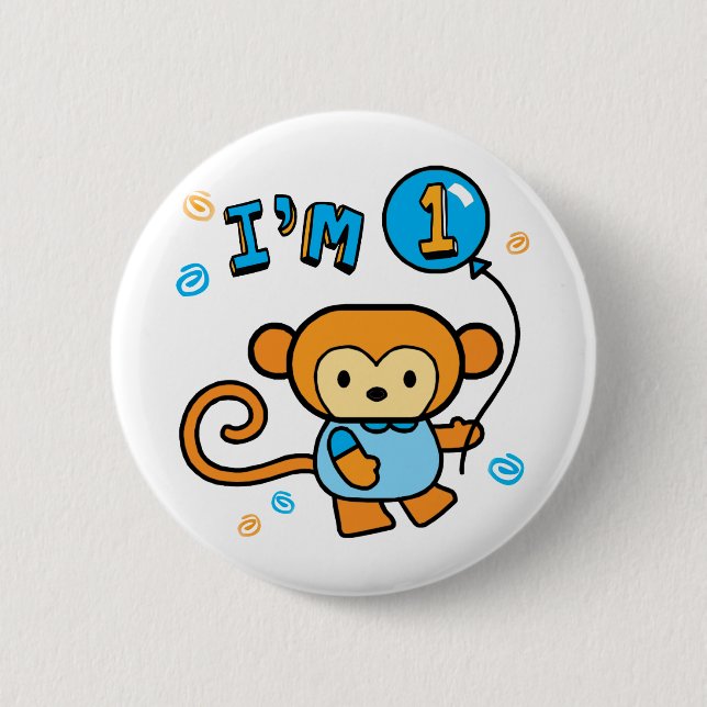 Lil Monkey 1st Birthday Button (Front)