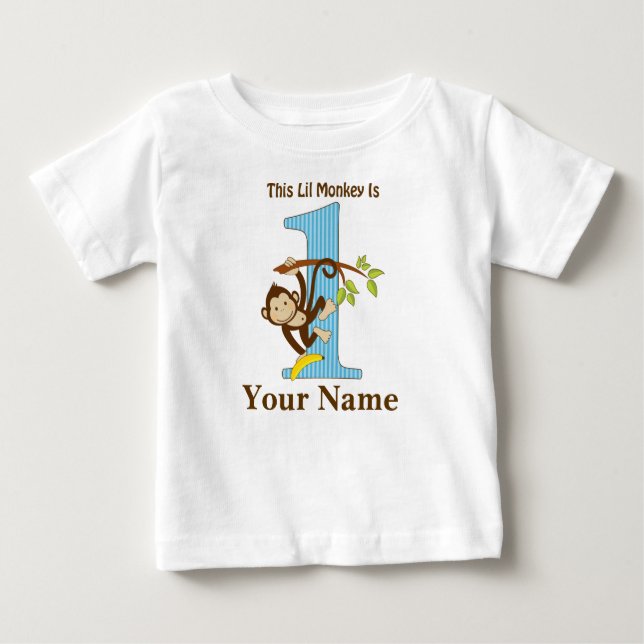 Lil Monkey First Birthday Tshirt Personalized (Front)