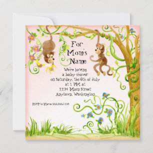 Lil Monkey, Girl Baby Shower Invitation