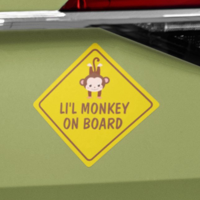 "LI'L MONKEY ON BOARD" Funny Car Magnet (Creator Uploaded)