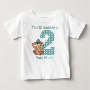 Lil Monkey Personalized 2nd Birthday Shirt