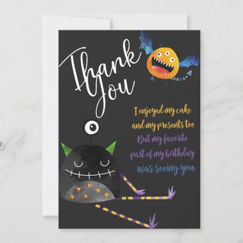 Lil Monster Birthday Thank You Card