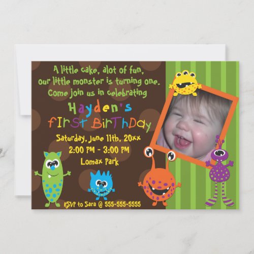 Lil Monsters First Birthday. Custom Invitations