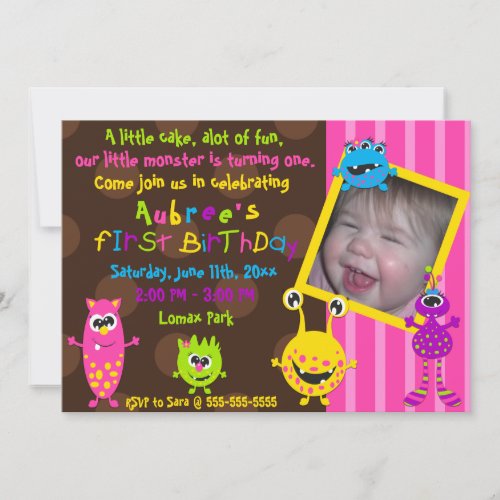 Lil Monsters First Birthday. Invite