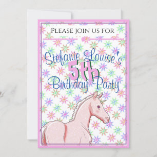 Lil Palomino Unicorn Birthday (pink/purple) Invitation