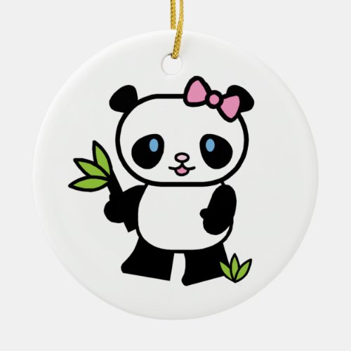 Lil Panda Girl Ceramic Ornament