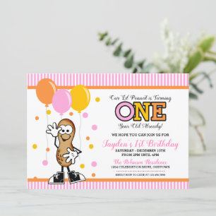 Lil Peanut ONE (girl) Birthday Invitation