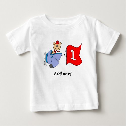 Lil Pilot Bear 1st Birthday Baby T_Shirt