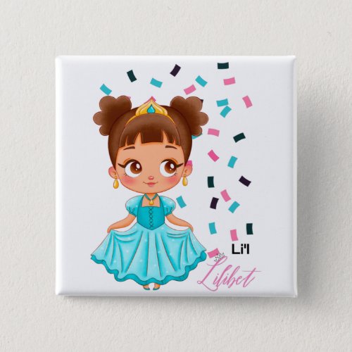 LiL Princess LILIBET Turquoise Pretty Girly Gift Button