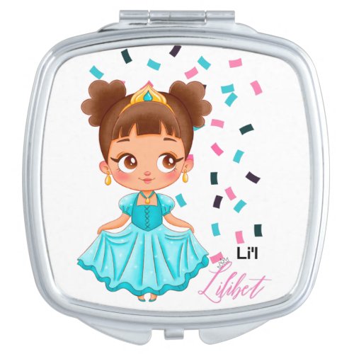 LiL Princess LILIBET Turquoise Pretty Girly Gift Compact Mirror