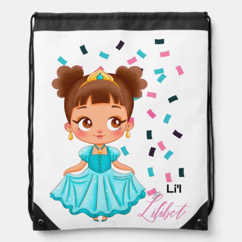 LiL Princess LILIBET Turquoise Pretty Girly Gift Drawstring Bag