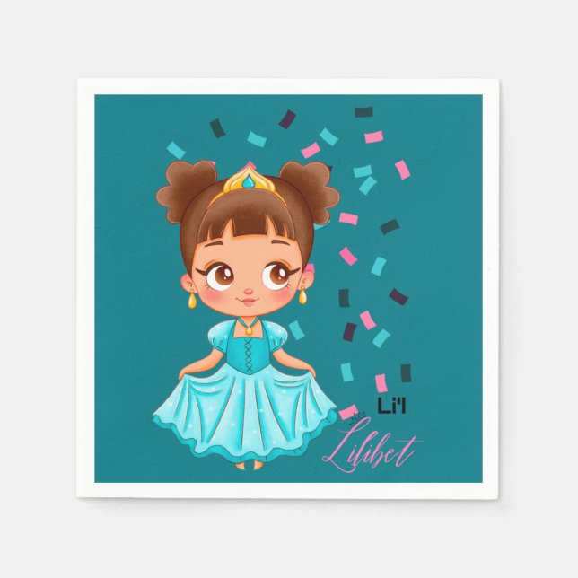 Li'L Princess LILIBET Turquoise Pretty Girly Gift Napkins (Front)