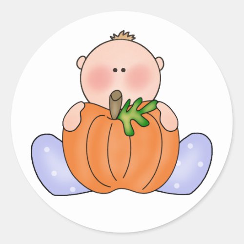 Lil Pumpkin Baby Boy Classic Round Sticker