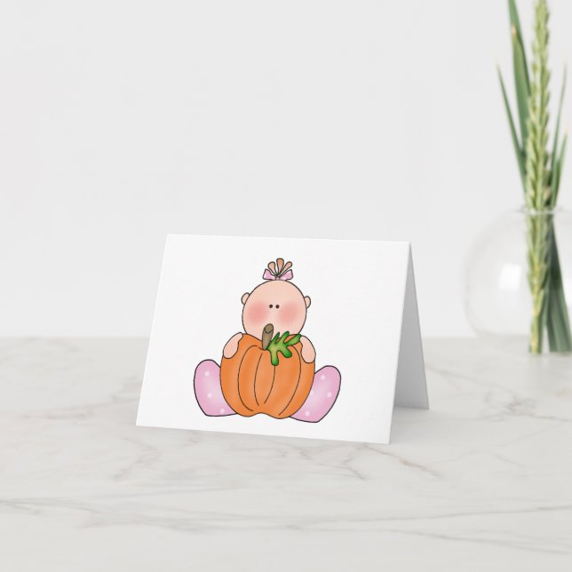 Lil Pumpkin Baby Girl Blank Card (Front)