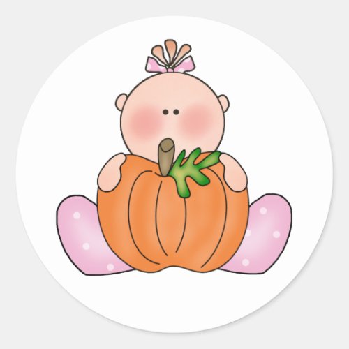 Lil Pumpkin Baby Girl Classic Round Sticker
