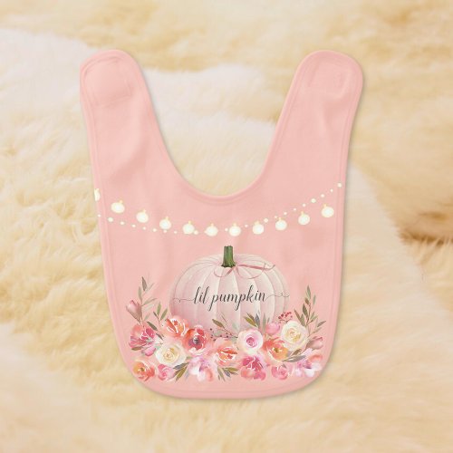 Lil Pumpkin Baby Girl Elegant Blush Pink Baby Bib