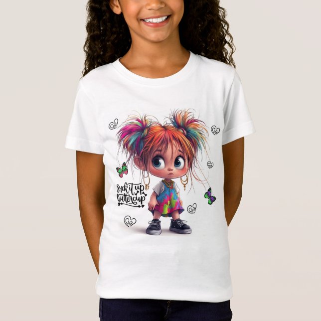 Lil Quirky Girl Buttercup Kids T-Shirt (Front)