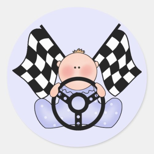 Lil Race Winner Baby Boy Classic Round Sticker