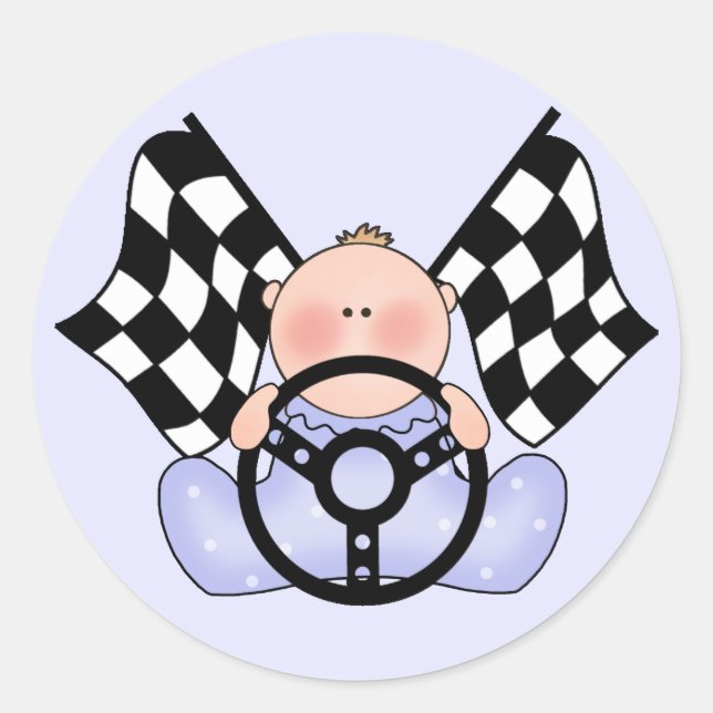 Lil Race Winner Baby Boy Classic Round Sticker (Front)