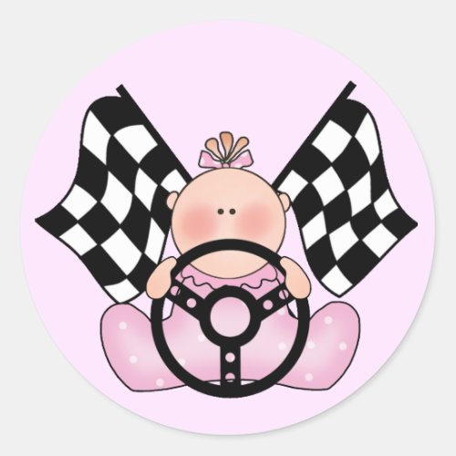 Lil Race Winner Baby Girl Classic Round Sticker