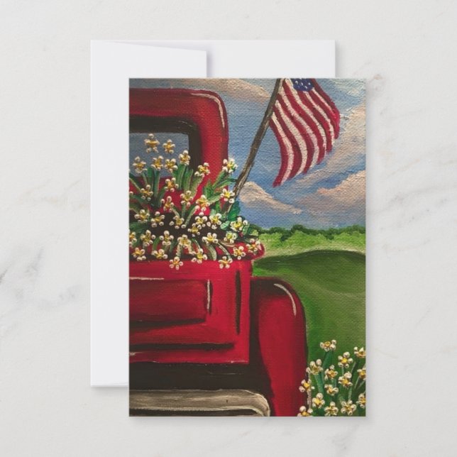 Lil Red Truck Americana Patriotic Note Cards (Front)