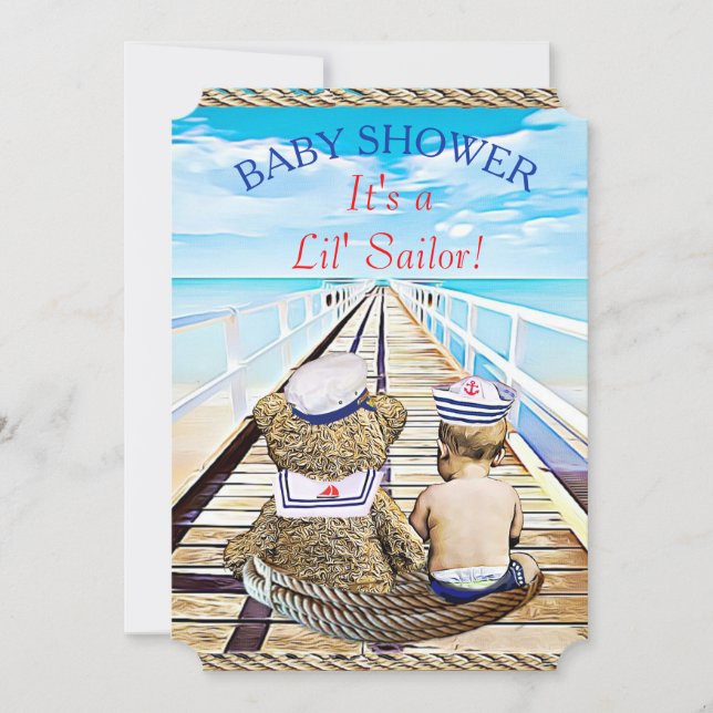 Lil' Sailor Boy's Baby Shower Invitation (Front)
